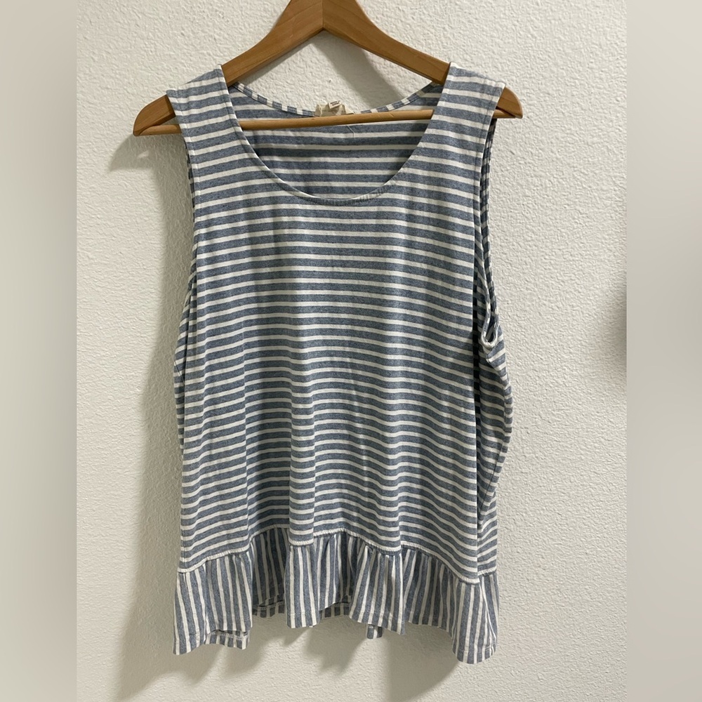 Jane & Delancey Striped Sleeveless Peplum top